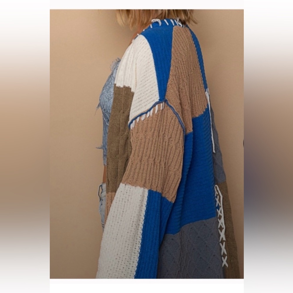 POL Colorblock Patchwork Cardigan - Picture 3 of 7